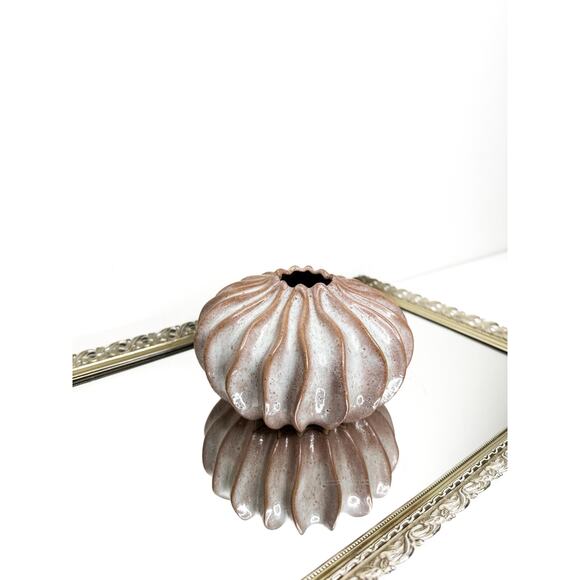 Fluted terracotta Blush Nude Color vase art sculpture shelf decor Southwest - Picture 2 of 10